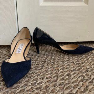 Size 7, Jimmy Choo Navy Kitten Heel Pumps